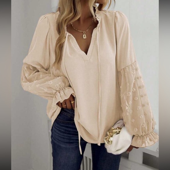 Tops - Boho Swiss Dot Oversized Blouse